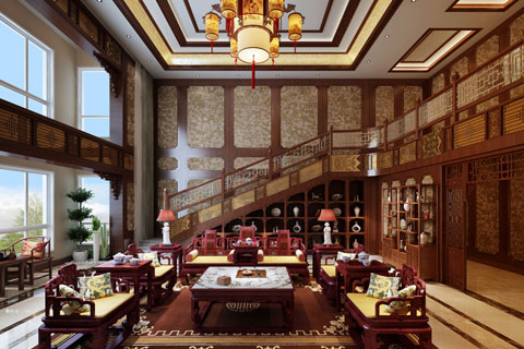 金華別墅古典中式裝修風格—渾厚干練 澄凈璀璨