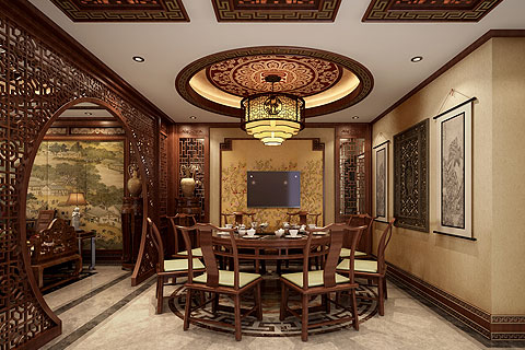 秦皇島別墅古典中式裝修設計案例—沉靜含奢華 古樸融安逸